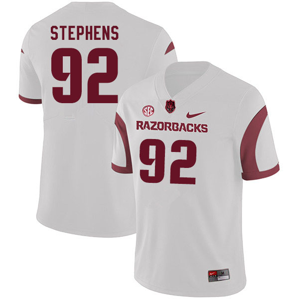 Men #92 Chad Stephens Arkansas Razorbacks College Football Jerseys Sale-White